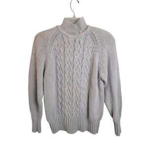 Vintage Melbourne Gray Cable Knit Mock Neck Pullover Sweater Women's Size Medium